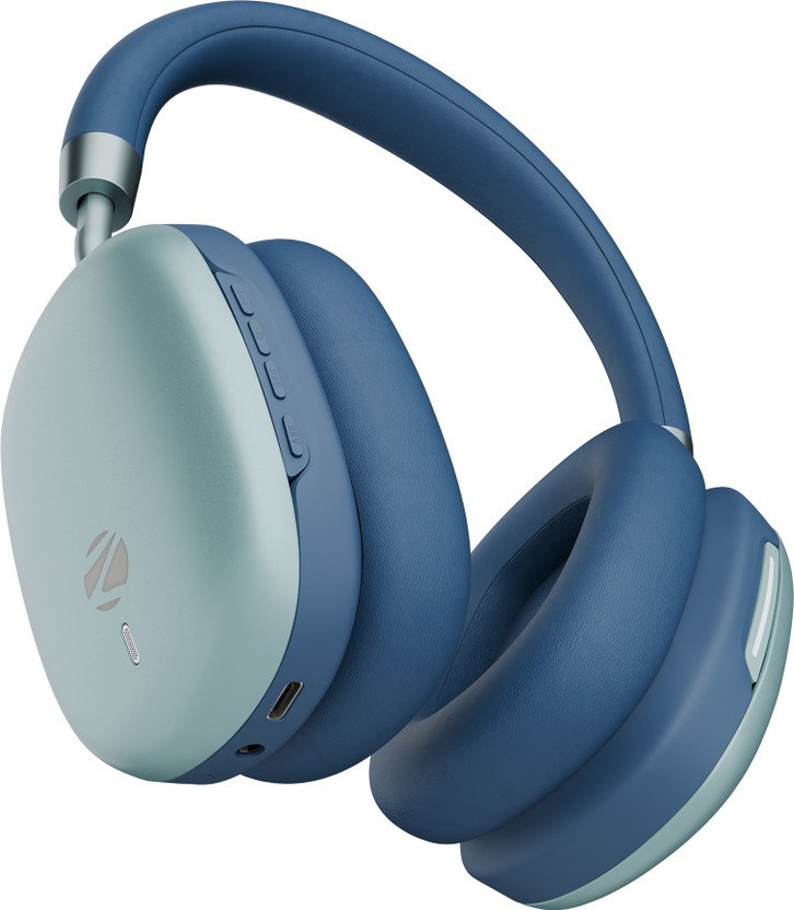 ZEBRONICS Zeb-Silencio 200T, 48dB Hybrid ANC, Upto 100H Backup, App Support, Touch Control Bluetooth(Blue, On the Ear)