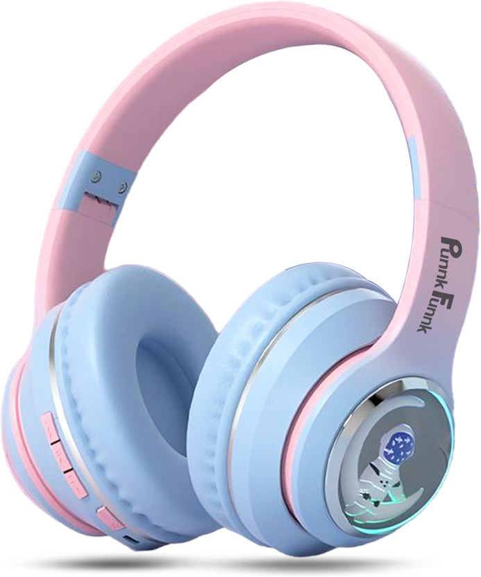 PunnkFunnk Astro Over-Ear Wireless Bluetooth Headphones | Noise Cancellation, 60H Battery Bluetooth(BluePink, On the Ear)