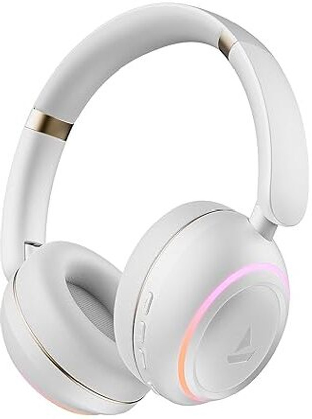 boAt Rockerz 480 w/ Beast Mode, RGB LEDs(6 Light Modes), 60HRS Playback & ENx Tech Bluetooth(White Sabre, On the Ear)