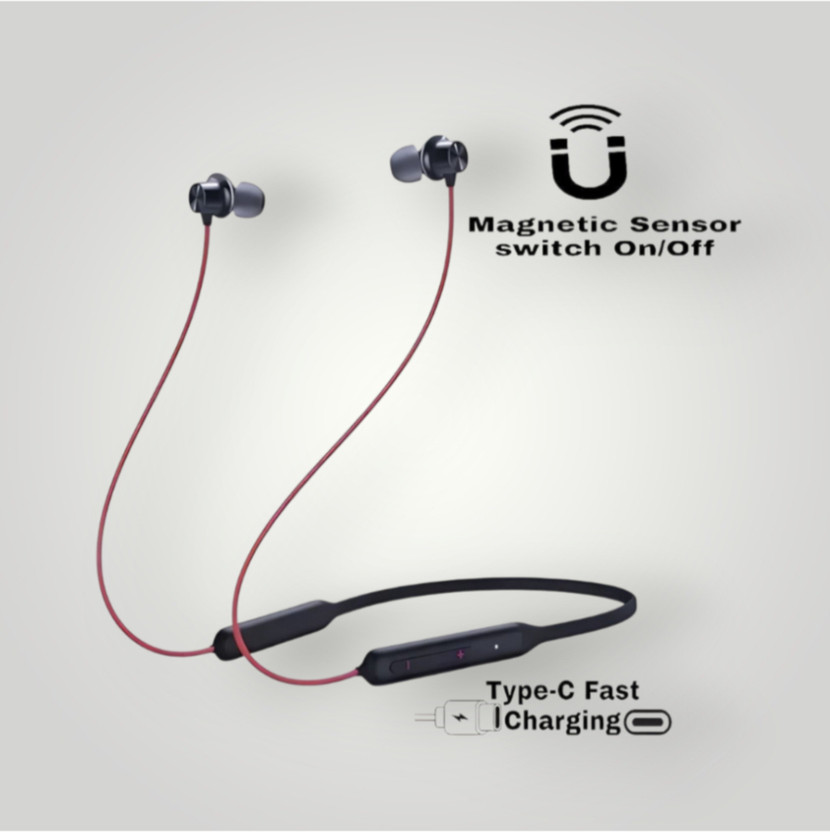 GDS Z2 Bullets Wireless Neckband with Fast Charge, 36 Hrs Battery Life, Earphone_WU Bluetooth & Wired(Red, In the Ear)