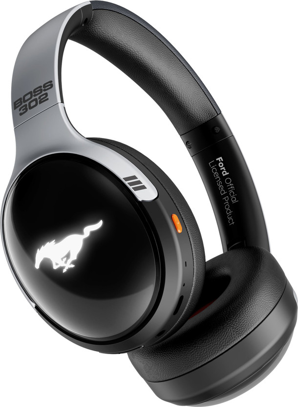 GOBOULT Mustang Thunder 70H Battery, ENC Mic, 40mm Drivers, LED Lights Bluetooth & Wired(Silver, Black, On the Ear)