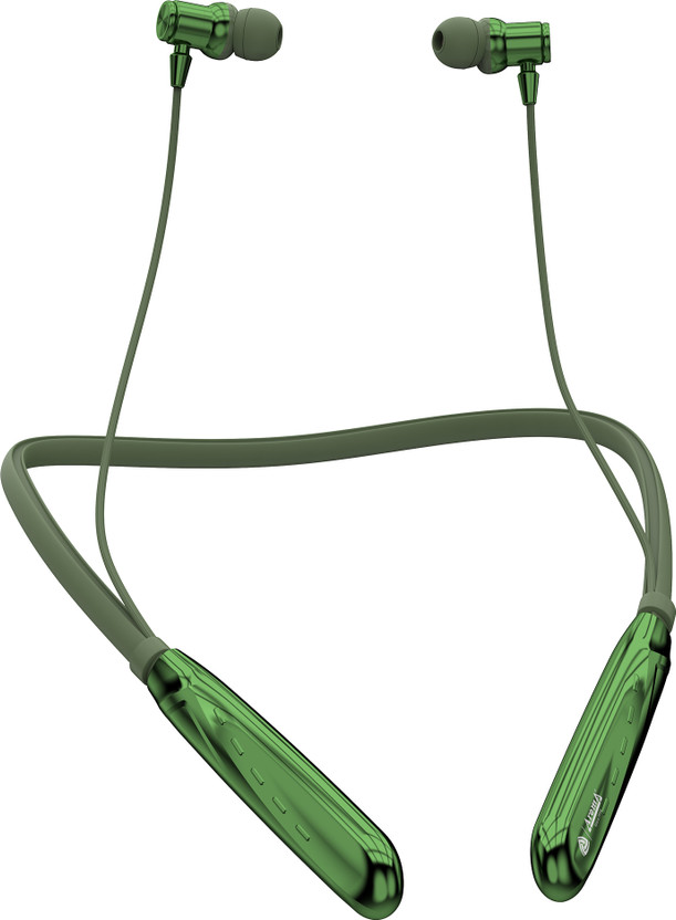 Aroma NB119 Zebra Upto 100H Playtime, ENC, Magnetic On/Off, Fast Charging Neckband Bluetooth(Metallic Olive Green, In the Ear)
