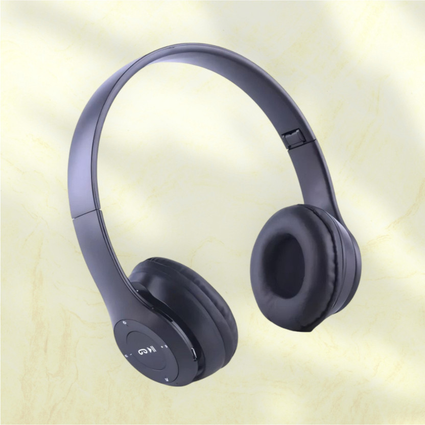 AIZINA On-the-Move Headphones with Mic & SD Card, Extra Battery Life_PM Bluetooth & Wired(Black, On the Ear)