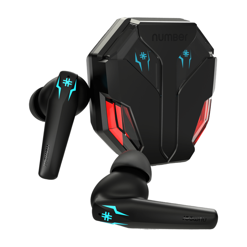 Number Super Buds Pro GT99 Dual Pair, 4 Mic ENC Gaming RGB TWS,35ms Latency,50H Battery Bluetooth(Glass Black, True Wireless)