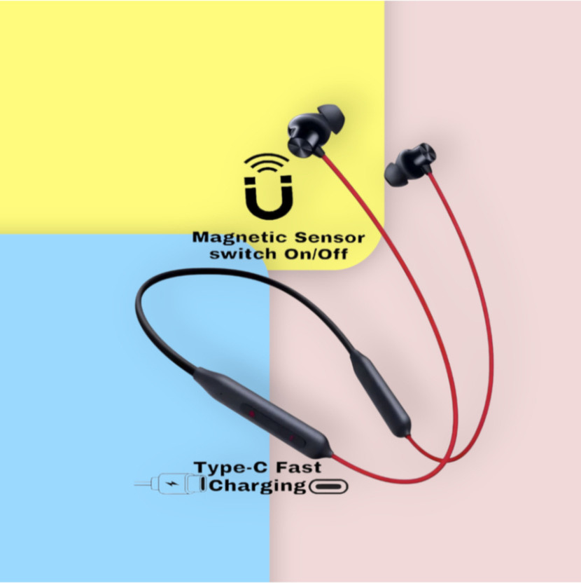 AIZINA Z2 Bullets Wireless Neckband with Fast Charge, 50 Hrs Battery Life, Earphone_DW Bluetooth & Wired(Red, In the Ear)