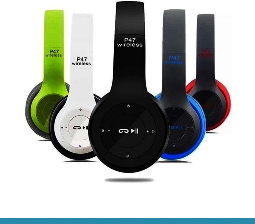 Gadgetbloom P47 Wireless Bluetooth Headphones | 5.0+EDR | Foldable Over-Ear Headset ||BT290 Bluetooth without Mic(Multicolor, On the Ear)