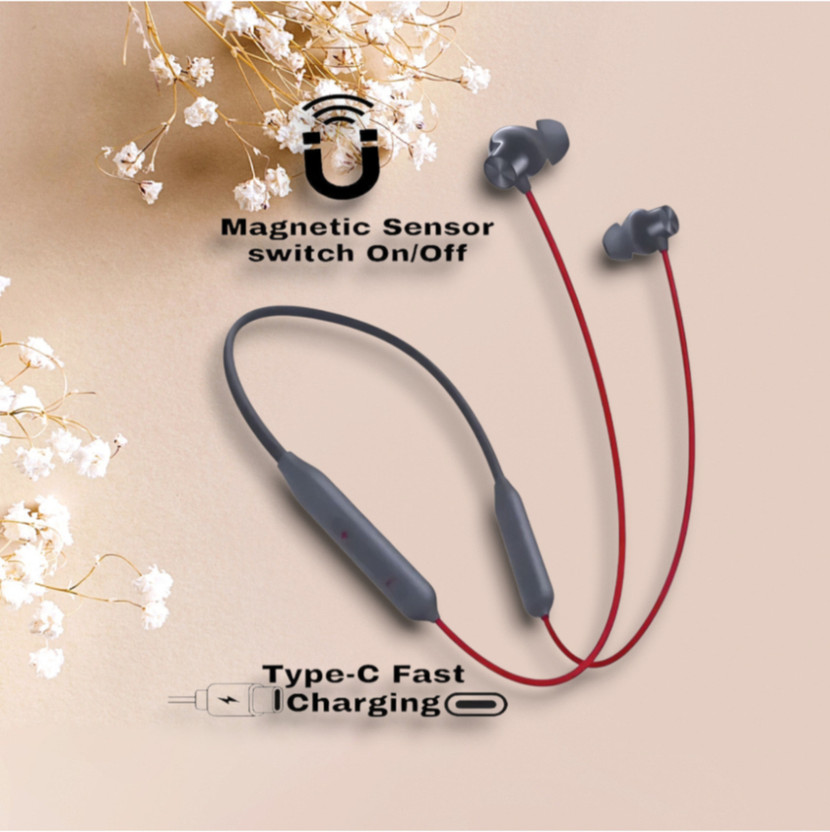 GDS Z2 Bullets Wireless Neckband with Fast Charge, 37 Hrs Battery Life, Earphone_AZ Bluetooth & Wired(Red, In the Ear)