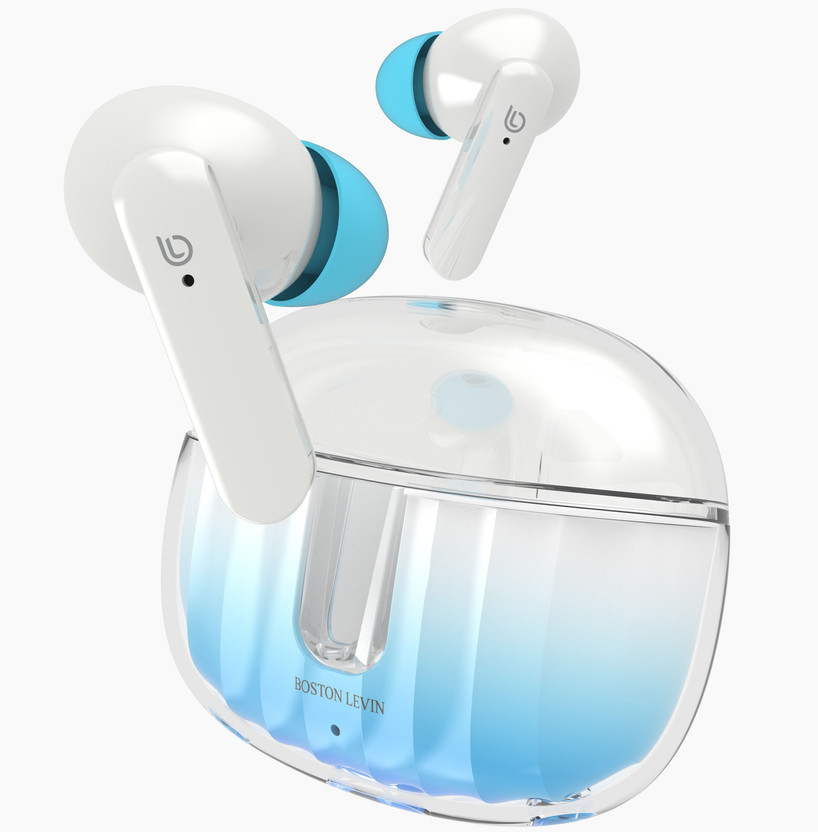 Boston Levin TWS Earbuds with Playtime 30H,Low Latency Gaming,13mm Drivers,IPX5,BT5.3 Bluetooth(Blue, White, True Wireless)