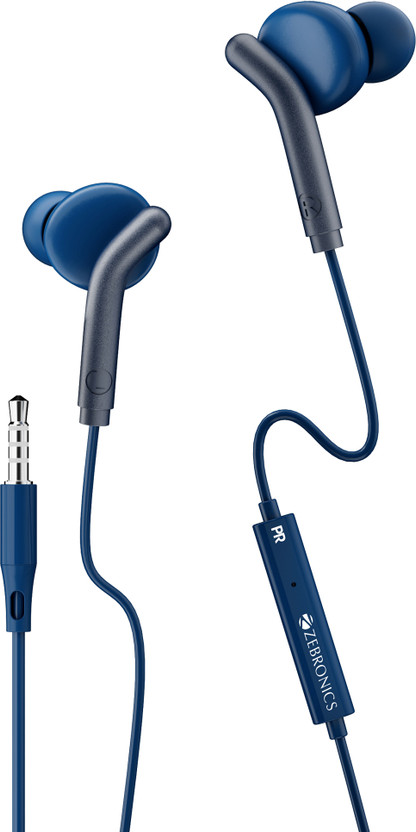 ZEBRONICS BRO With In-Line Mic 3.5mm Jack, 10mm drivers, Compatible for Phone/Tablet Wired(Blue, In the Ear)