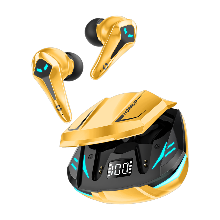 HOPPUP Predator Xo3 Gaming Earbuds with 35MS Low Latency, 13MM DRIVERS & 50H PlayTime Bluetooth Gaming(Yellow, True Wireless)