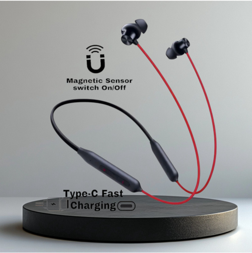 GDS Z2 Bullets Wireless Neckband with Fast Charge, 65 Hrs Battery Life, Earphone_GK Bluetooth & Wired(Red, In the Ear)