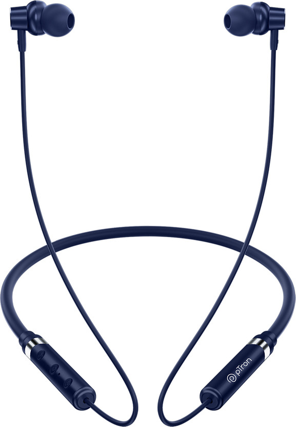 PTron Bassstrings 4A with 18 Hrs Playtime,Deep Bass,Clear Calls & Type C Fast Charging Bluetooth(Dark Blue, In the Ear)
