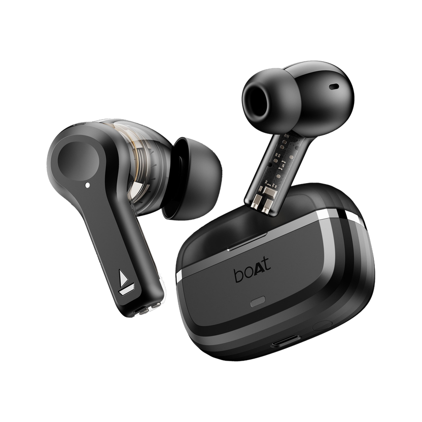 boAt Nirvana Space w/ 360 Spatial Audio, ANC(~32dB), 100HRS Battery & Dual Pairing Bluetooth(Cosmic Black, True Wireless)
