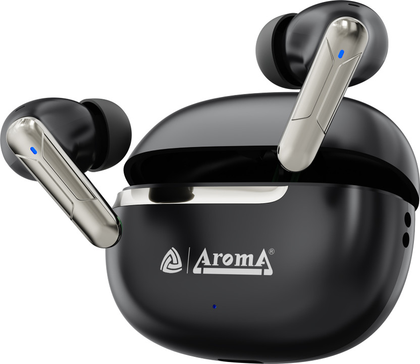 Aroma TWS7 V5.4 Upto 55Hr Playtime*, ENC, Dual Paring, Fast Charging, Heavy Bass Bluetooth(Dazzling Gunmetal Black, True Wireless)