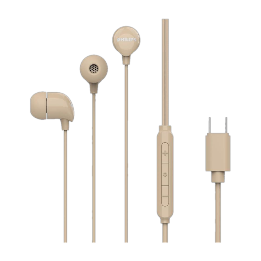 PHILIPS Wired Earphones with C-Type Audio Jack, 10mm Dynamic Drivers, Inline Mic Wired(Gold, In the Ear)