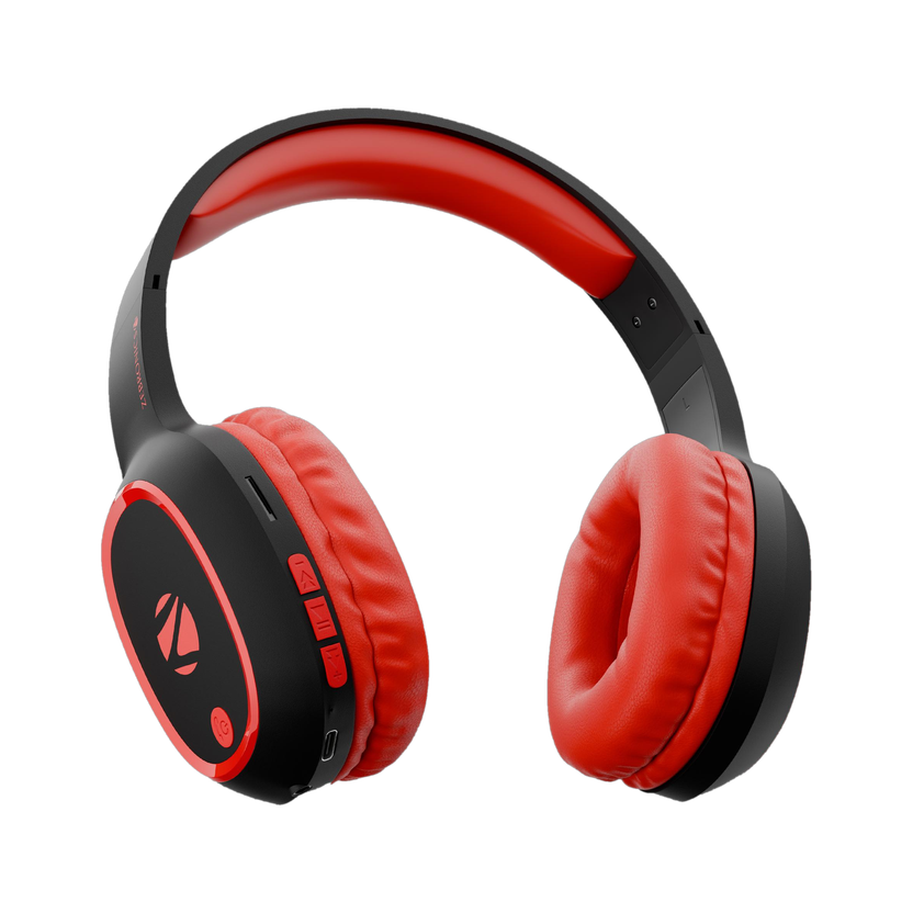 ZEBRONICS Zeb-Thunder, True 60Hr Backup, BT v6.0, Gaming Mode, ENC, AUX, mSD, Dual Pairing Bluetooth(Red, On the Ear)