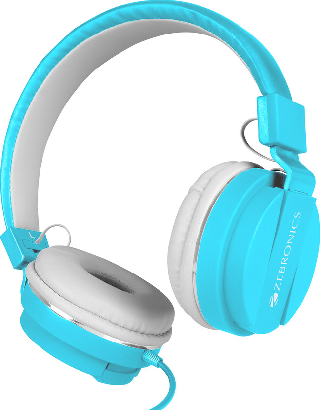ZEBRONICS Zeb-Storm, In-Line Mic, 1.5 Meter Cable, 3.5mm Jack, Soft Cushion, 40mm Drivers Wired(Blue, On the Ear)