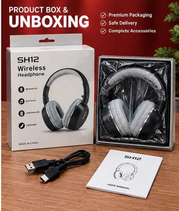 ST INDIA SH Bluetooth(Black, Grey, On the Ear)