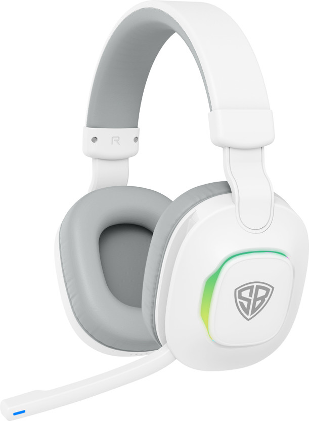 SpinBot HX300 Headphones with 50ms Low Latency & RGB Lights Bluetooth Gaming(White, On the Ear)