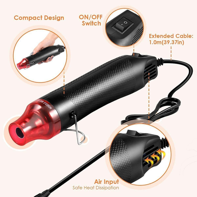 Adoere Handheld Mini Tool for Embossing DIY Resin Art & Craft 305 W Heat Gun