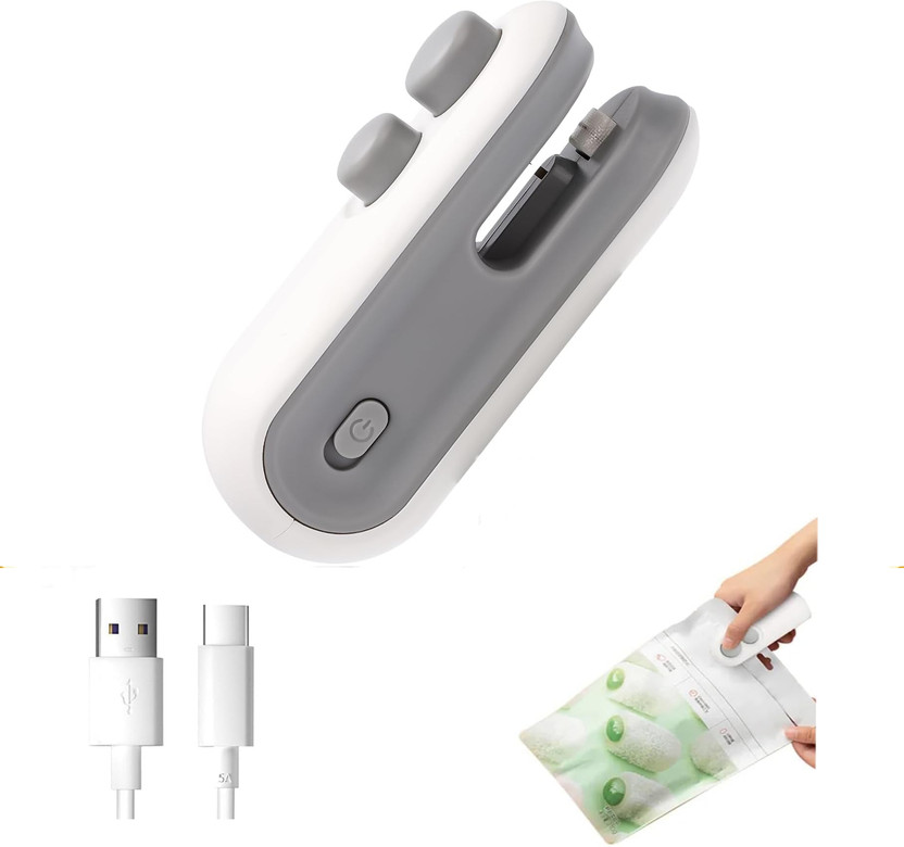 Diyansh 2 in 1 Portable Plastic USB Rechargeable 1pc Handheld Bag Sealing Machine Hand Held Heat Sealer(95 mm)