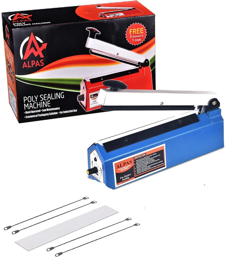 Alpas 8 inch Poly Sealing Machine for Plastic, Pouch & Food Bag, Ideal All Packaging Hand Held Heat Sealer(203 mm)