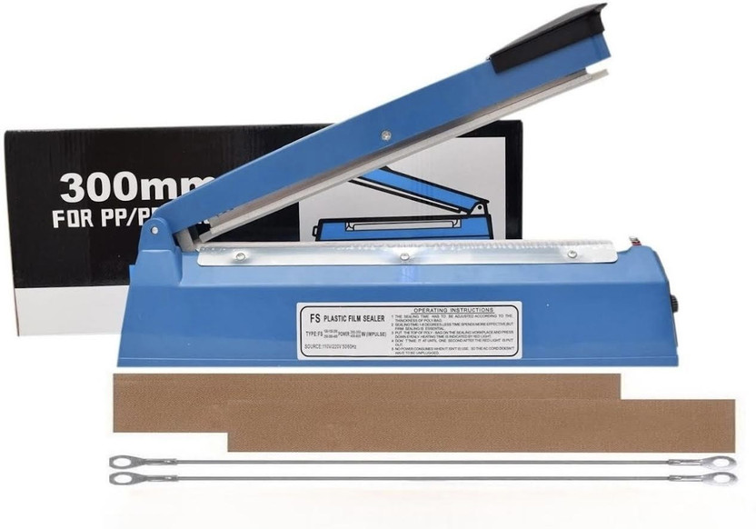 NIVAYO 12 Inches Heat Packing Sealing Machine , Polythene, Packet, Plastic Bag Pouch Impulse Sealer for Packaging, Seal for Table Top with Extra Replace Element and Bottle Opener (Blue) Hand Held Heat Sealer,Beta-19 (300 mm) Table Top Heat Sealer(300 mm)