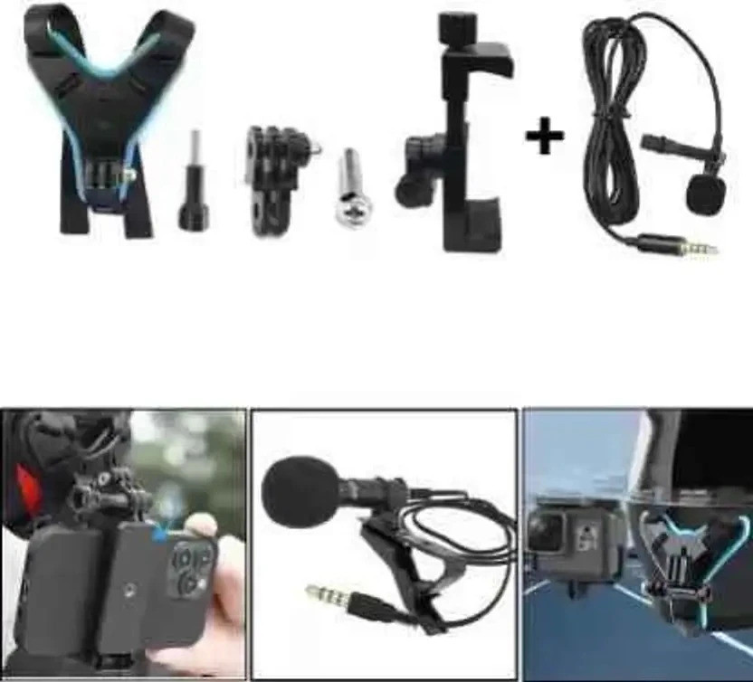 Vinayakam Belt Chin Mount+Mobile Holder+Collar Mic For Mobile MotoVlogging Helmet Mount Helmet Mount