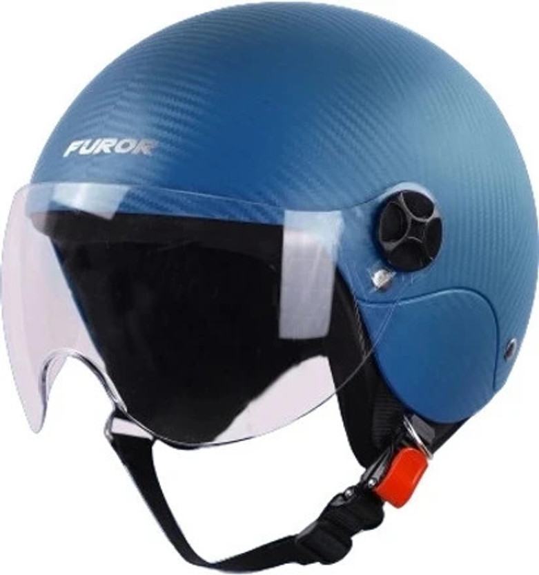Steelbird SBH-16 Furor ISI Certified Open Face Helmet Motorbike Helmet(Dashing Blue with Clear Visor)