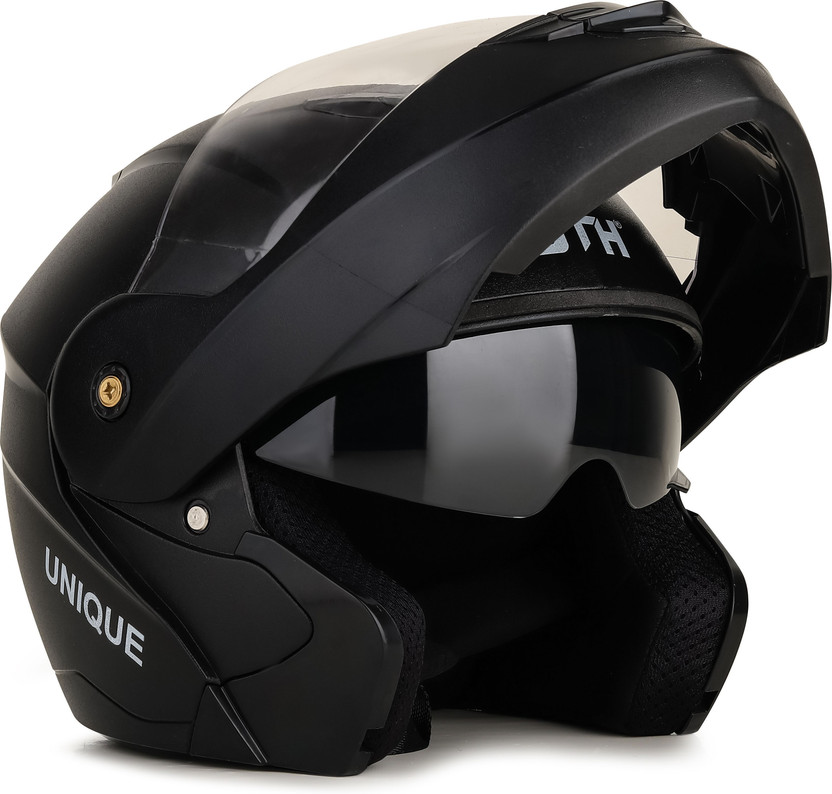 OTH Flip Up Helmet for Men | ISI Certified | Anti-Scratch, UV Resistant Motorbike Helmet(Black)