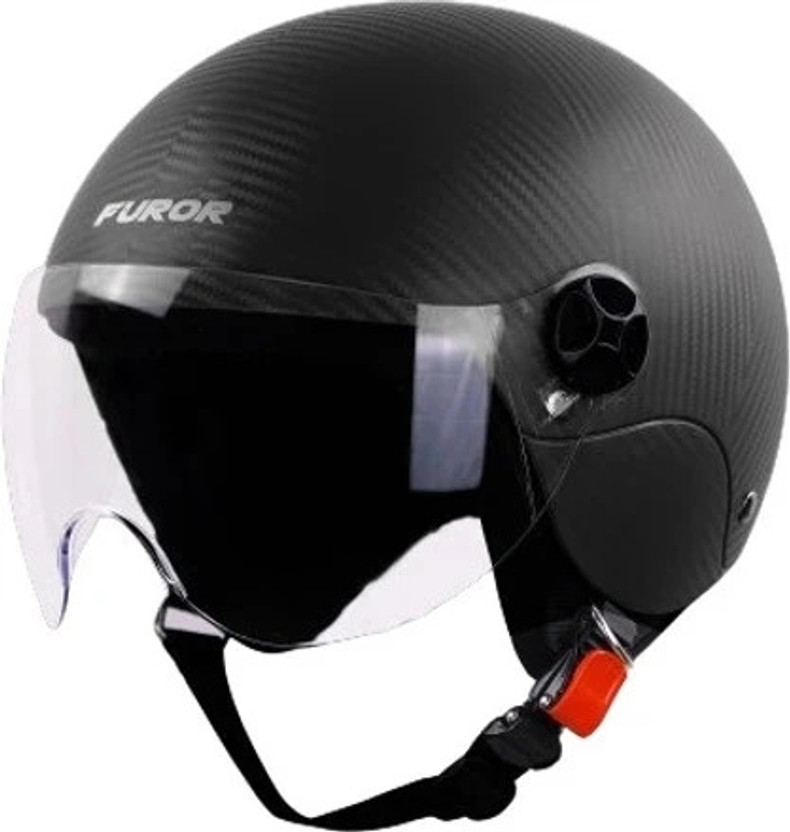 Steelbird SBH-16 Furor ISI Certified Open Face Helmet Motorbike Helmet(Dashing Black with Clear Visor)