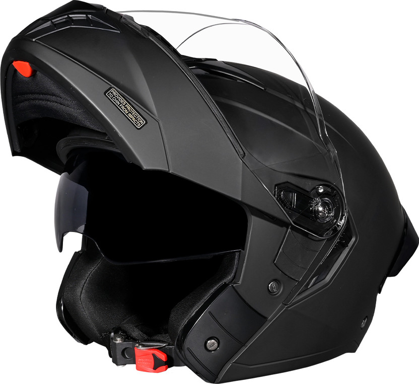 STUDDS Trooper Flip-up Full Face with Dual Visor Motorbike Helmet(Matt Black)