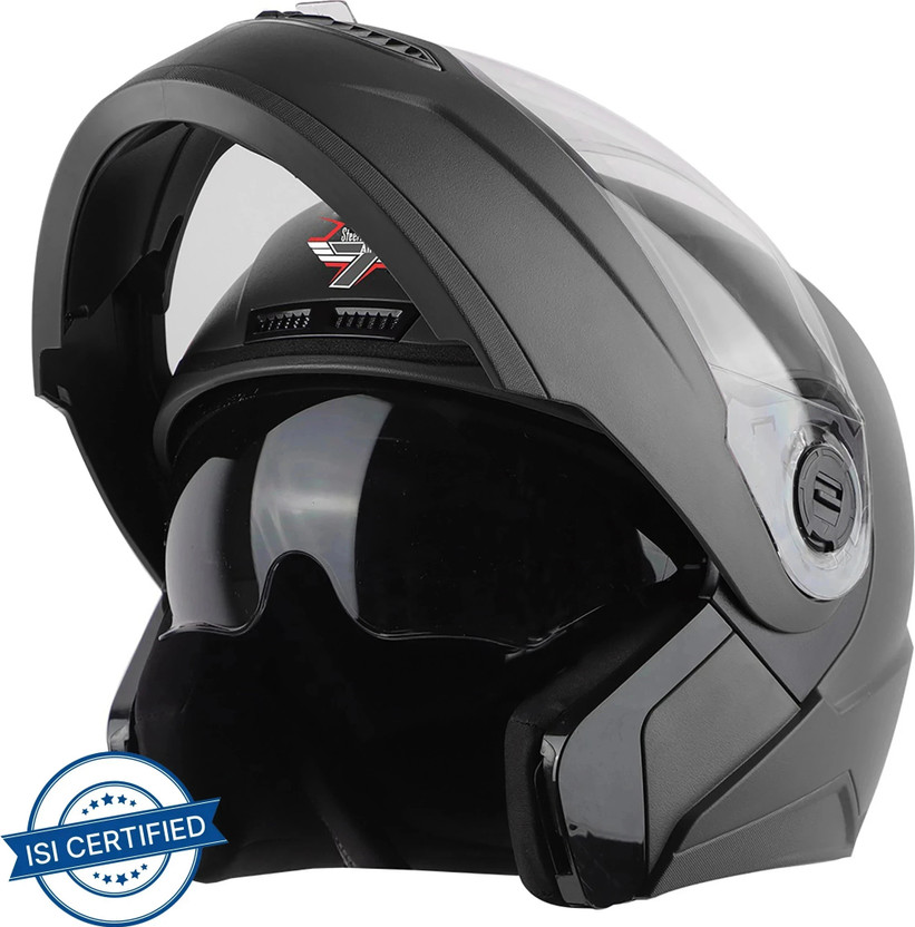 Steelbird SBA-7 7Wings ISI Certified Flip-Up Men and Women Motorbike Helmet(Dashing Black)