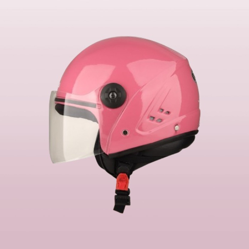 HILLIYARD A Half Face Helmet Bike Riding Helmets With Plain Visor & Strap For Man & Women Motorbike Helmet(Pink)