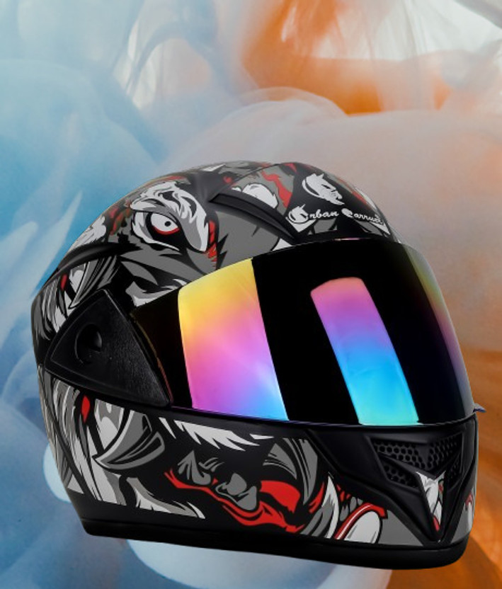 urban carrier ABS Material Full Face PC Visor, UV Scratch Resistance Motorbike Helmet(Grey)