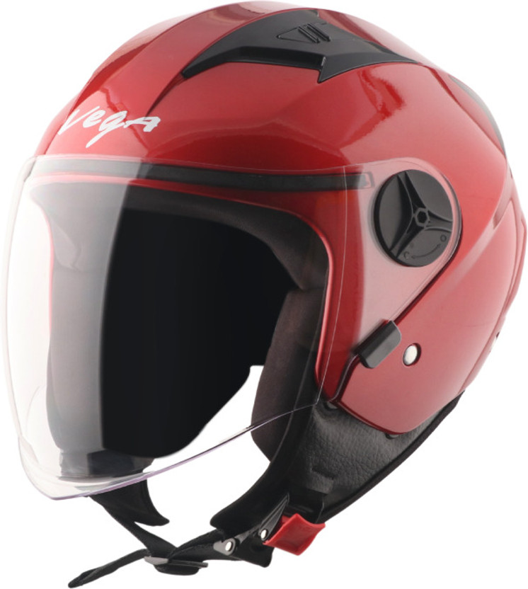 VEGA Clark Dx Open Face ISI Certified Medium Motorbike Helmet(CHERRY RED)
