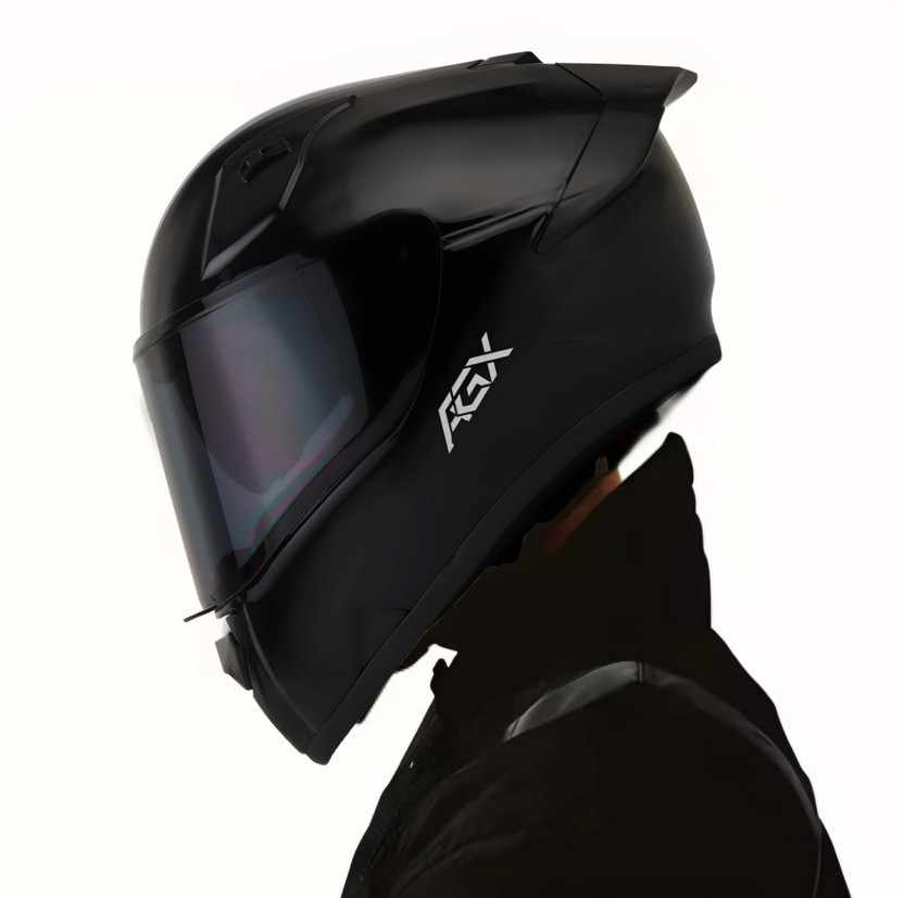 Agx Bolt with Unbreakable Visor and Sunvisor with Spoiler ABS Material Unisex Motorbike Helmet(Jet Black)