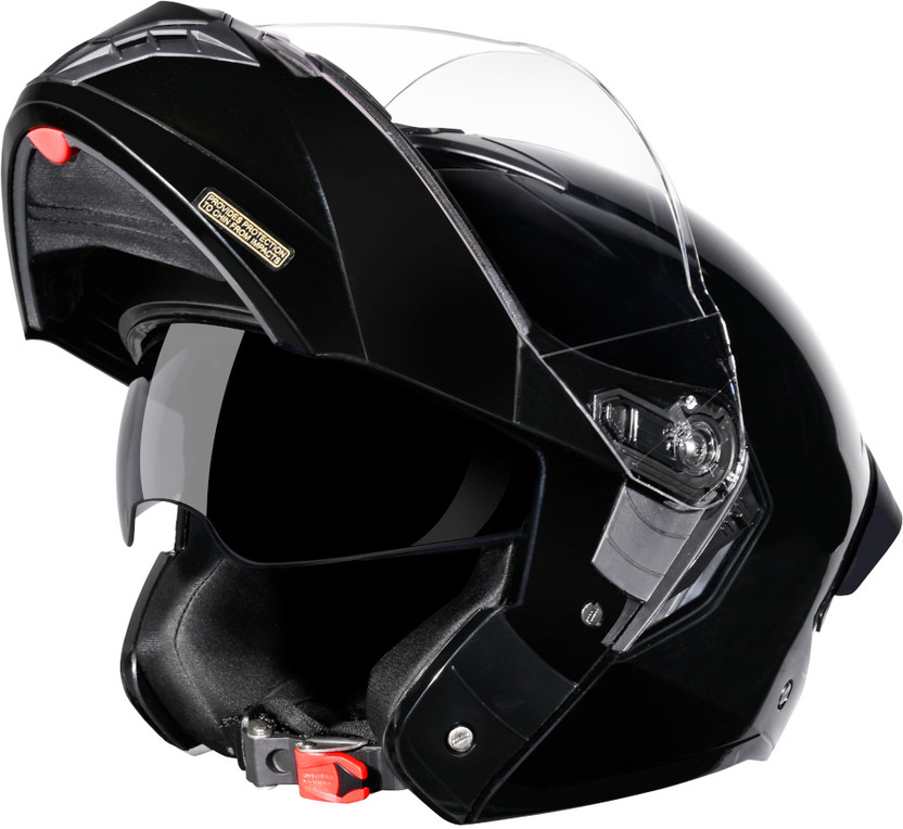STUDDS Trooper Flip-up Full Face with Dual Visor Motorbike Helmet(Black)