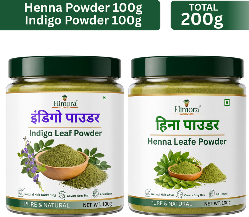 Himora Ayurveda Henna Powder & Indigo Powder Combo For Hair Color- Each 100 Gram(200 g)