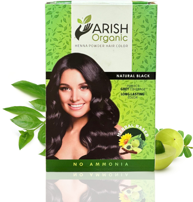 ARISH organic Henna Powder Black Hair Color (Pack of 5 Sachets 15gm Each)(75 g)