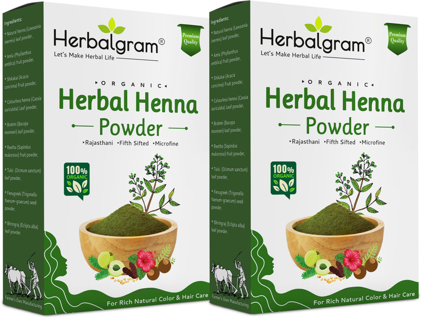 Herbalgram 100% Organic Rajasthani Combo Herbal Henna Powder for Hair(200 g)