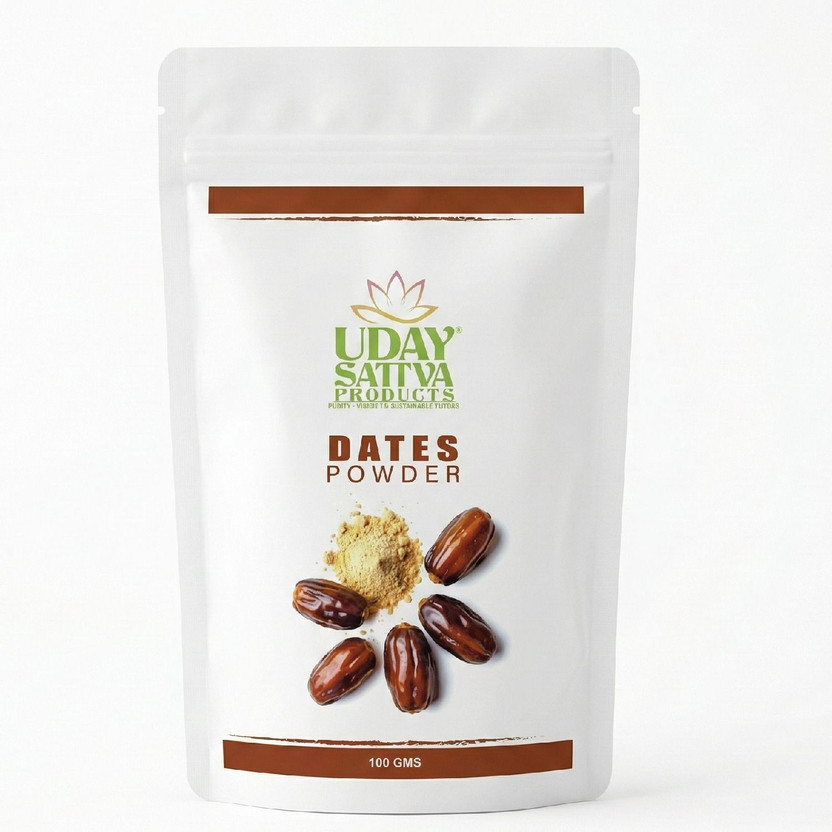Uday Sattva Products Dates Powder, 100% Natural Dried Khajur Powder, Vegan & Gluten-Free(100 g)