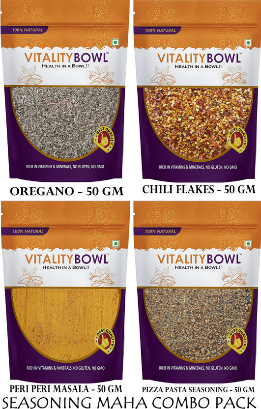 VITALITY BOWL Italian Seasoning| Oregano | Chilli Flakes | Peri Peri | Pizza Pasta Seasoning(200 g)