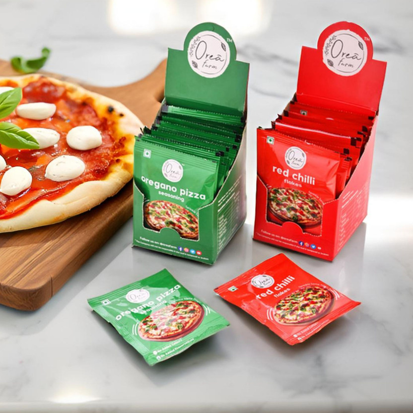 OREA farm Pizza Seasoning Combo Sachets | Oregano 10g X 15 | Chilli Flakes 7g X 15 Sachets(255 g)
