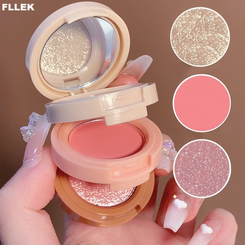 FLLEK FLLEK 3 in 1 Blush with & and Highlighter Combo Korean FL19 Makeup Blusher Palette Highlighter(10 g, MULTI) - Flipkart Deal