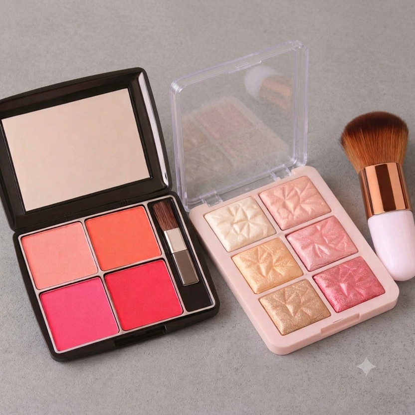 shevique Face Makeup Combo Blush Palette Highlighter Kit with Brush Highlighter(30 g, Multicolor)