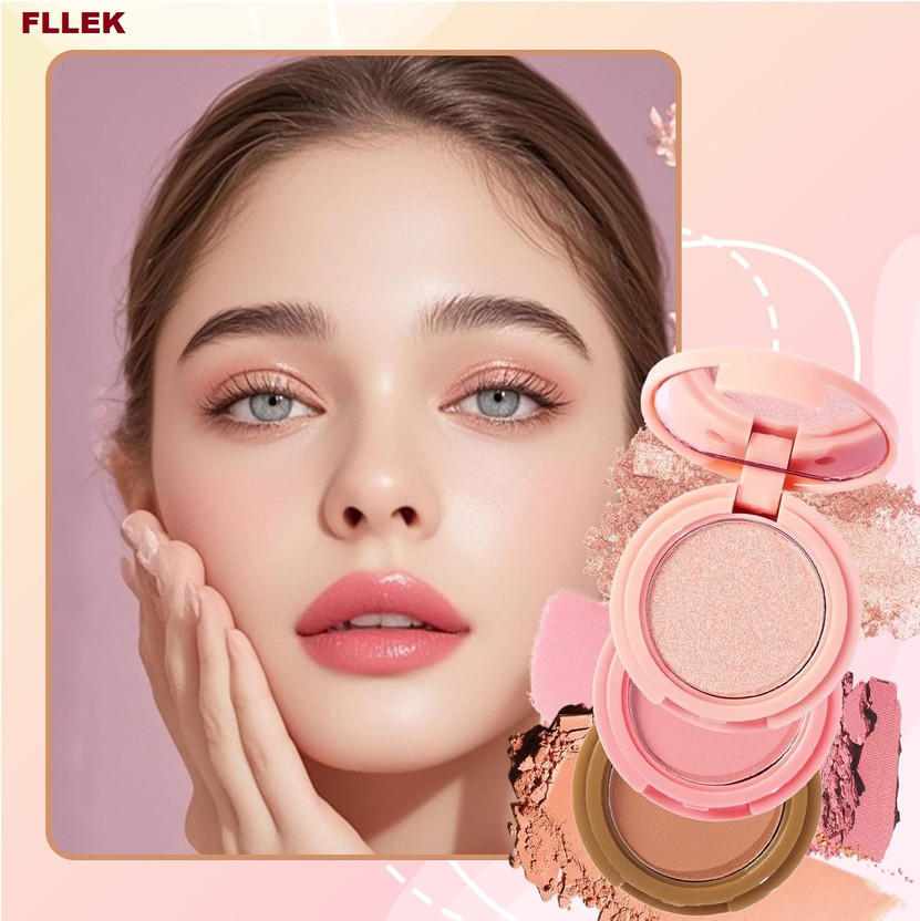 FLLEK FLLEK 3 in 1 Blush with & and Highlighter Combo Korean FL16 Makeup Blusher Palette Highlighter(10 g, MULTI) - Flipkart Deal