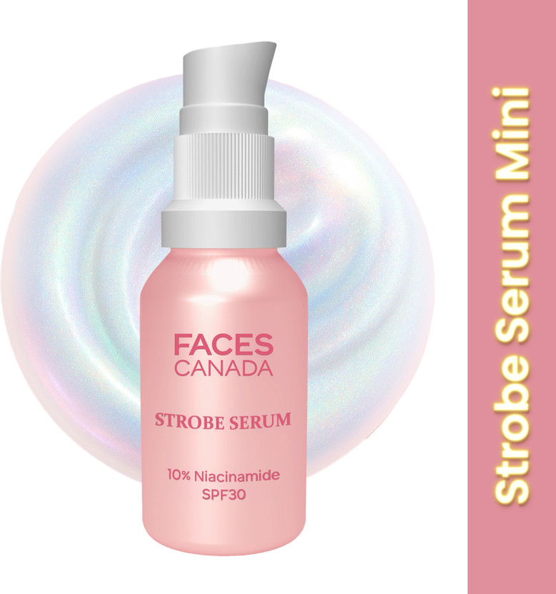 FACES CANADA Strobe Serum Mini (15ml) | Brigtening Serum + Strobe Cream + SPF 30 Sunscreen | Highlighter(15 ml, Clear)