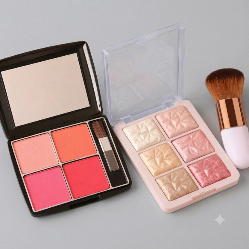 shevique Face Blush & Highlighter Compact Palette Makeup Combo Kit Highlighter(30 g, Multicolor)