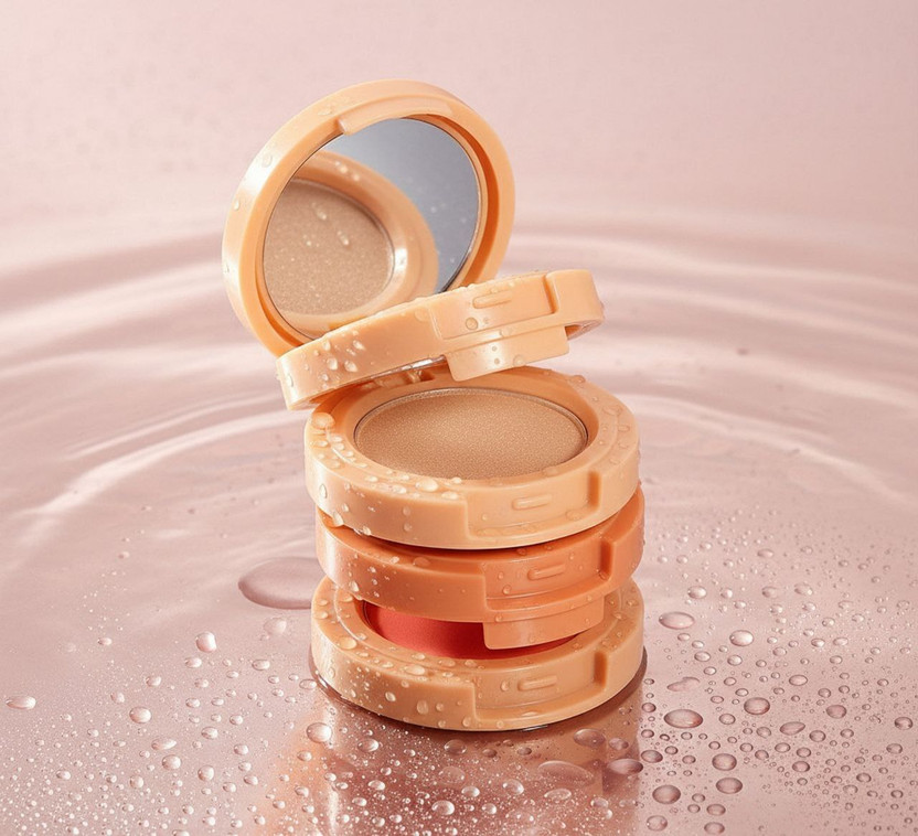 blussfrom 3 in 1 face blusher + highlihger with mini compact palette Highlighter(4.8 ml, multicolour)